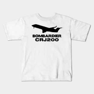 Bombardier CRJ200 Silhouette Print (Black) Kids T-Shirt